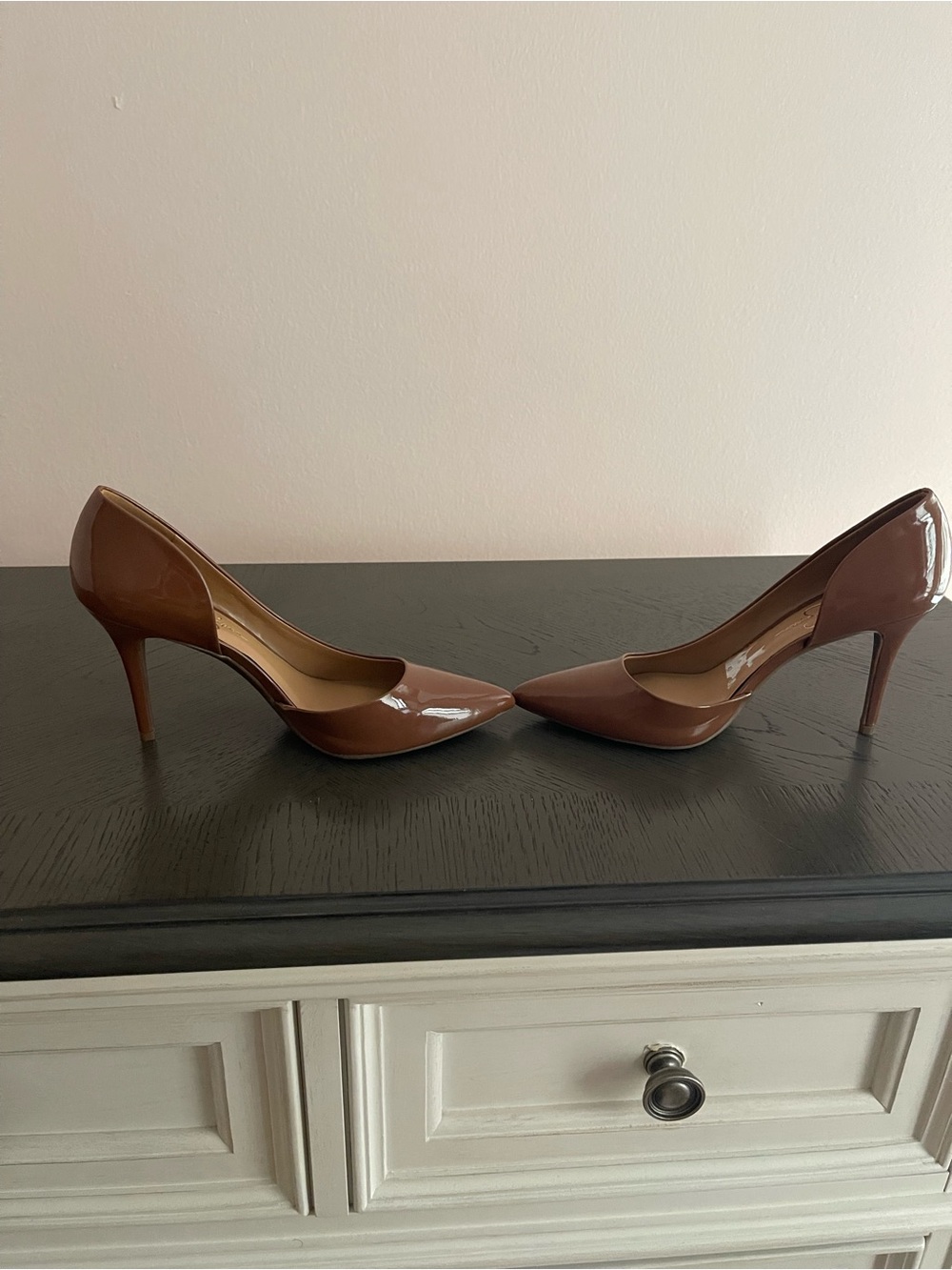 Jessica Simpson Brown Patent Pointed Toe High Heels - Picture 4 of 6